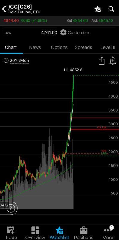 the gold monthly chart is parabolic