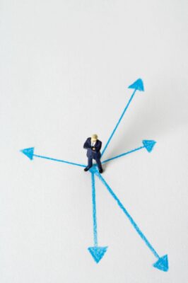 business man making decisions among many different options